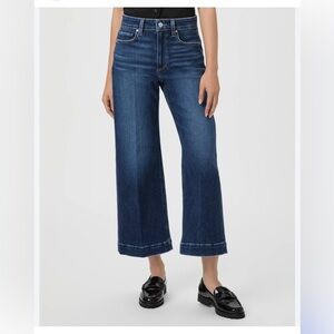 Paige Anessa Wide Leg Crop Jeans - Dark Blue